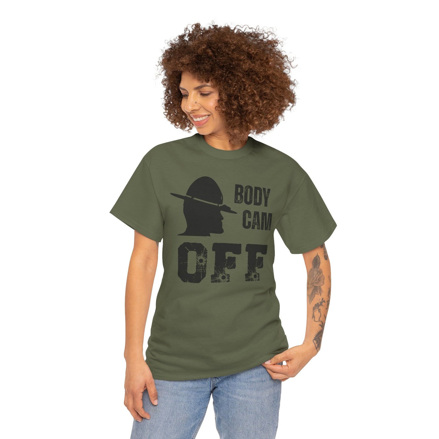 T-Shirt — "Body Cam Off" Police Silhouette Graphic Tee