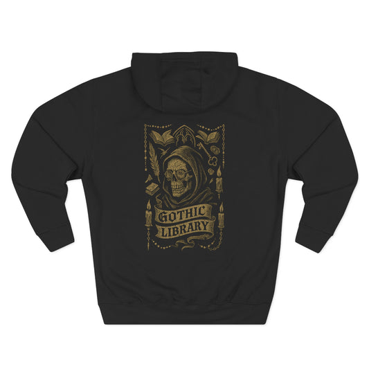 Gothic Library Hoodie — Skull & Book Fleece Pullover