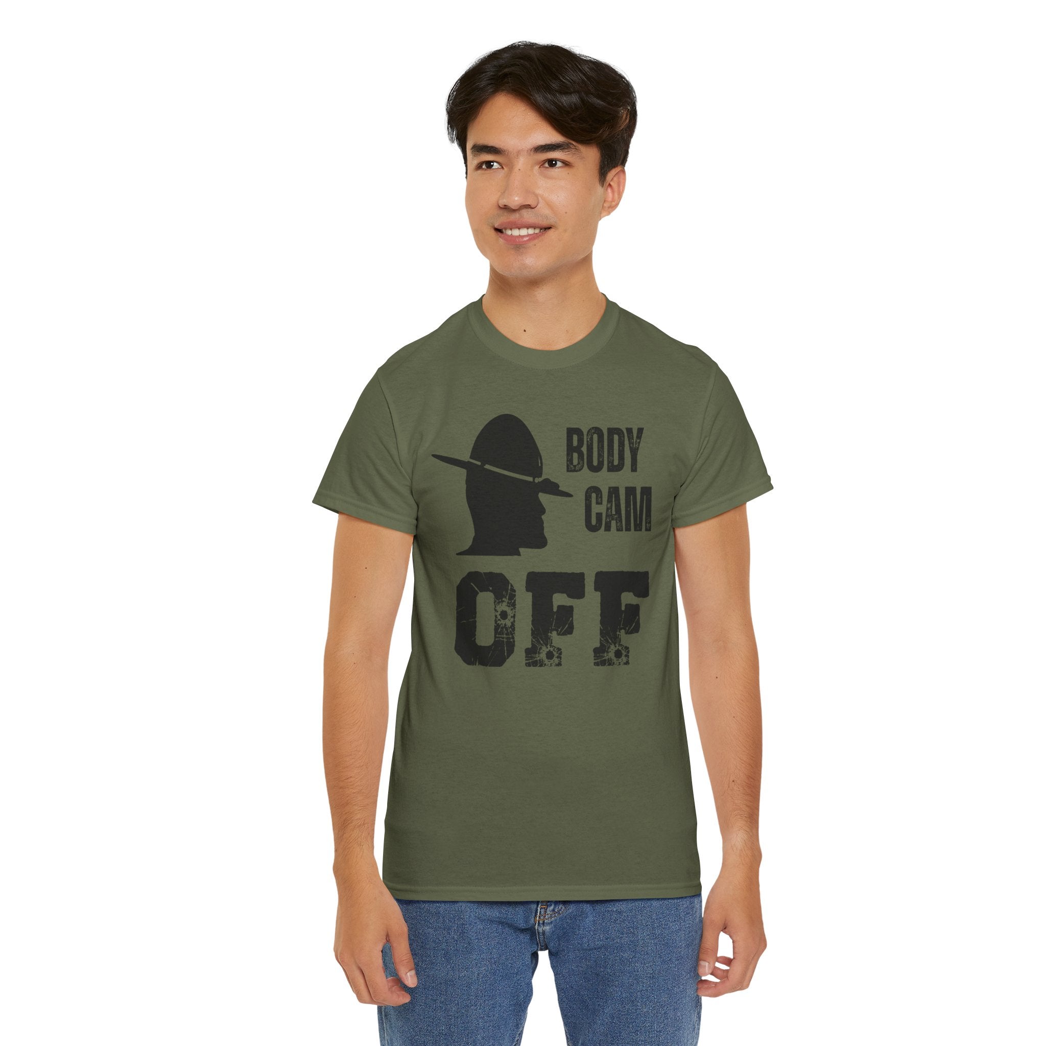 T-Shirt — "Body Cam Off" Police Silhouette Graphic Tee