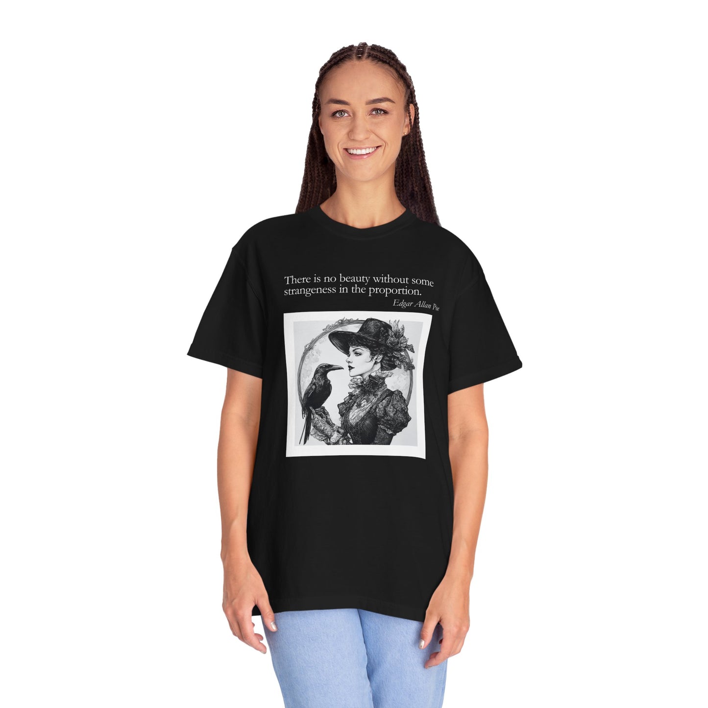 Victorian Raven Quote T-Shirt — "There is no beauty without some strangeness in the proportion"