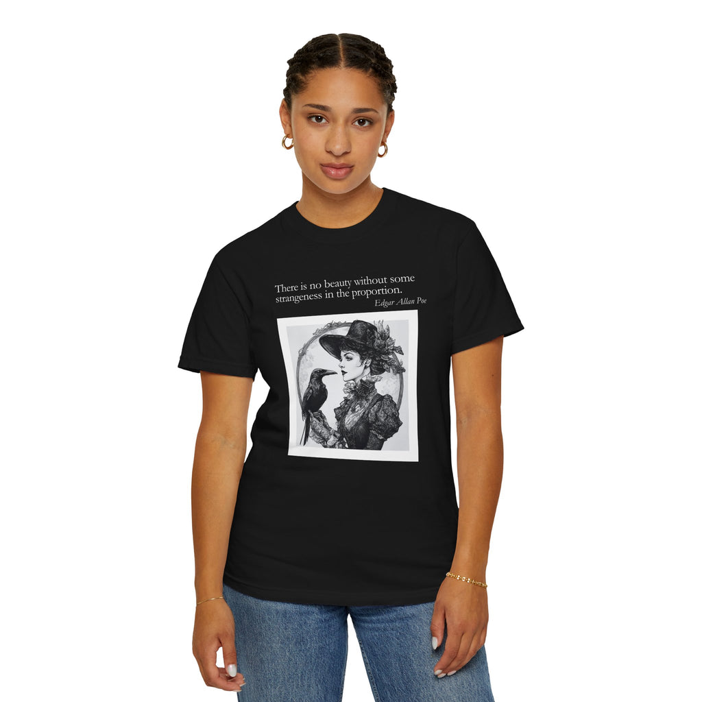 Victorian Raven Quote T-Shirt — "There is no beauty without some strangeness in the proportion"