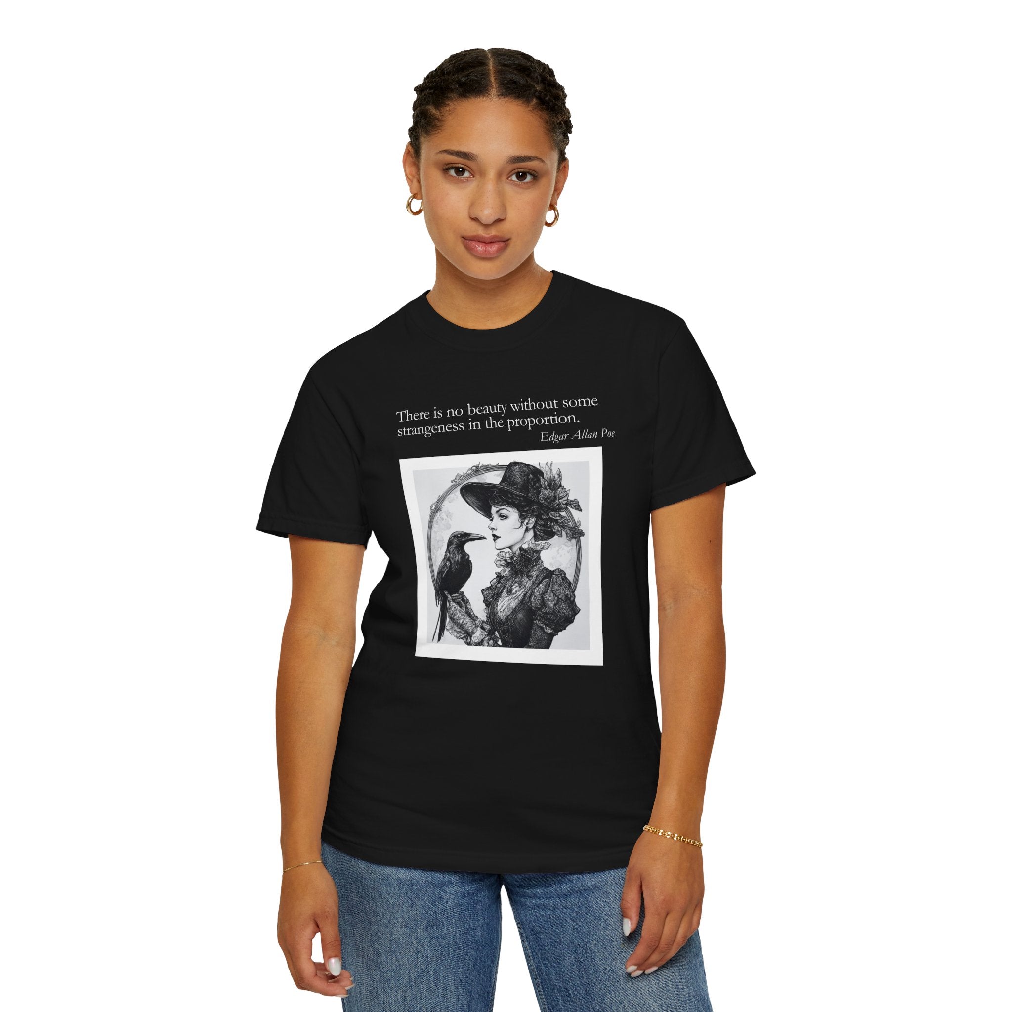 Victorian Raven Quote T-Shirt — "There is no beauty without some strangeness in the proportion"