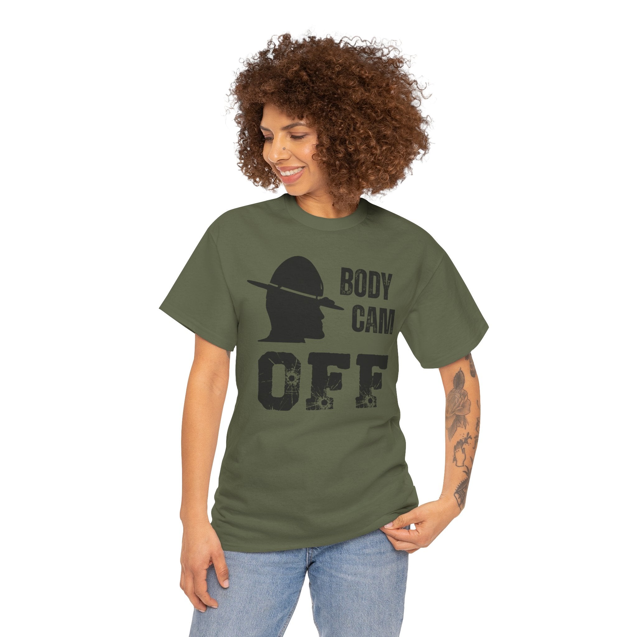 T-Shirt — "Body Cam Off" Police Silhouette Graphic Tee